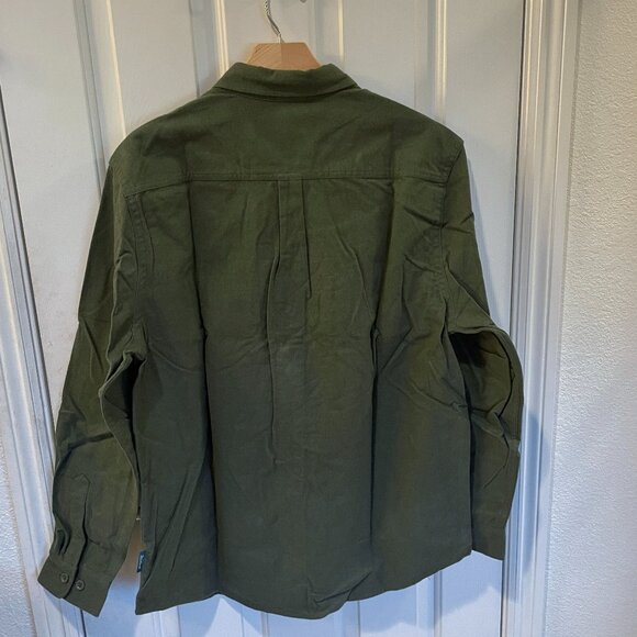 WOOLRICH Chamois Men 100% Brushed Cotton Button Up Long Sleeve Shirt Green L NEW - Picture 9 of 11